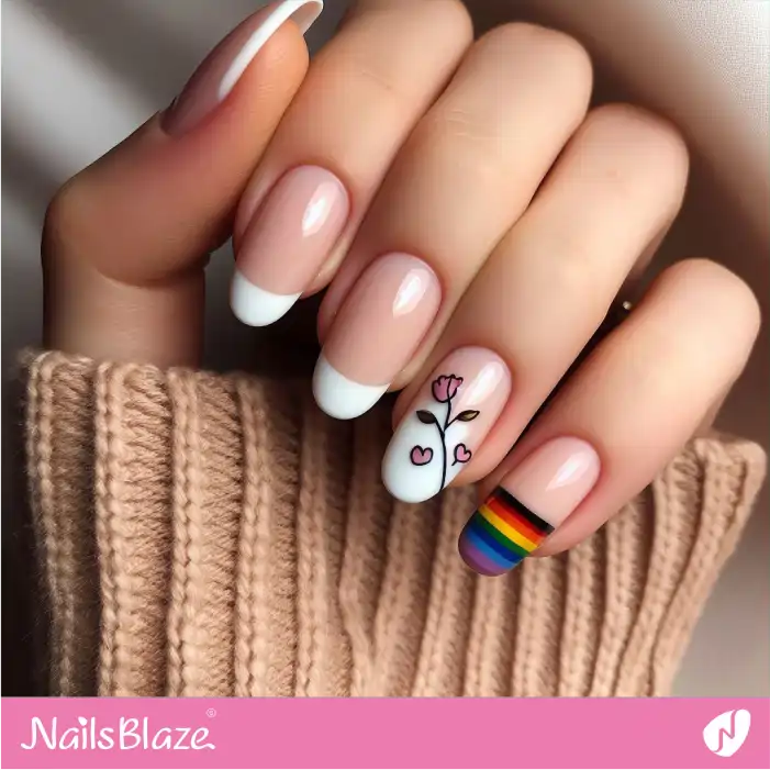 Rainbow Flag French Nail Design | Pride | LGBTQIA2S+ Nails - NB2078